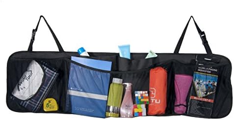 Okeyn Car Backseat Organizer Multipurpose 5 Pockets Car Cargo Storage Bag Universal Design for SUV Van Truck (Large Size Black)