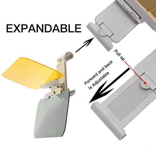 Car Sun Visor, Extender Sun Blocker, Anti Glare Sunshade and Oncoming Windshield, HD 2 in 1 Day and Night Vision, Anti-Glare Driving, Anti-Dazzle Car Visor, Universal Size Fits Car Truck SUV (Medium)