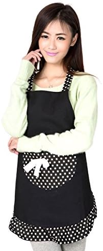 Novolix Lovely Girl Cooking Baking Kitchen Apron Princess Style Cotton Apron Polka Dot Style with Pocket