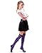 Women’s Extra Long Striped Socks Over Knee High Opaque Stockings (Black & Purple)