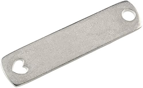 Pewter Rectangles with Heart Cutout, 5-pack ImpressArt Stamping Blanks, High Quality Soft Strike Pewter 1.5" x 3/8", 16 Gauge. Lead, Nickel and Cadmium Free, Made in USA