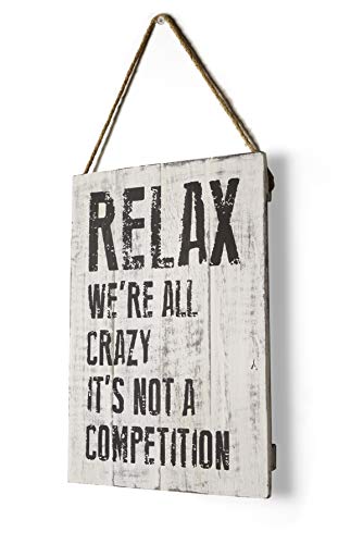GoCraft Decorative Wooden Wall Signs | 12" X 8" Vintage Hanging Rope Plaque with Quotes Sayings (Relax) [CC0222-MI]
