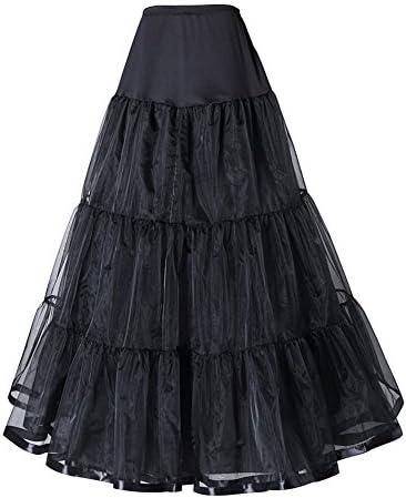 Long Wedding Gown Slip A-line Full Petticoat, Black,US. L / XL
