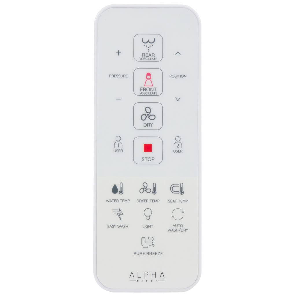 ALPHA BIDET UX Pearl Bidet Toilet Seat in Elongated White | Ultra Low Profile | Endless Warm Water | Arced Stainless Steel Nozzle | LED Nightlight | Dryer | Deodorizer | 3 Year Warranty