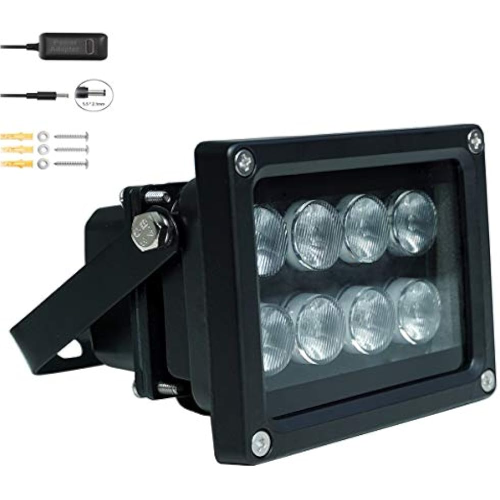 JC IR Illuminator 8Led Infrared Light Wide Angle 90with Power Adapter