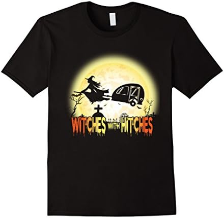 Mens Witches With Hitches Camping Funny T-shirt Halloween Gift XL Black