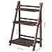 Giantex 3 Tier Folding Wooden Plant Stand, Indoor Flower Pot Holder Display Rack, Free Installation Corner Plants Storage Shelf, Foldable Rustic Wood Ladder Shelf for Home Patio Balcony Garden