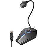 USB Computer Microphone, Plug &amp;Play Desktop Omnidirectional Condenser PC Laptop Mic,Mute Button with LED indicator, compatible with Windows/Mac, ideal for Youtube,Skype,Recording,Games(1.5m/5ft)