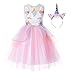 JerrisApparel Flower Girls Unicorn Costume Pageant Princess Party Dress (7 Years, Pink)