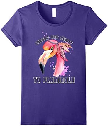 Womens Single &amp; Ready To Flamingle Funny Flamingo T-shirt Gift Idea Large Purple