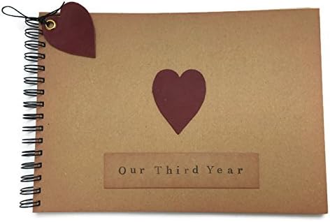 Our Third Year 3rd Year Leather Wedding Anniversary Gift Love Heart Scrapbook Album Memory Book for a Husband or Wife