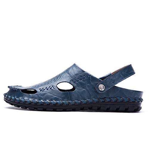Leather Sandals for Men 2019 New Casual Lightweight Hiking Beach Water Shoes (US:8.5, Blue 2) - Thumbnail 3