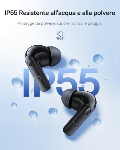 EP10 NC Cuffie Bluetooth, Auricolari Bluetooth 6.0, Cuffie Wireless In Ear con ANC -43dB, Driver 12mm, 24 Modi EQ, SuperBass, 4-Mic AI, IP55, 41 Ore di Riproduzione