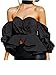 Glamaker Women's Sexy Off Shoulder Blouse Crop Tops Shirt with Ruffle Sleeves M 4/6 Black