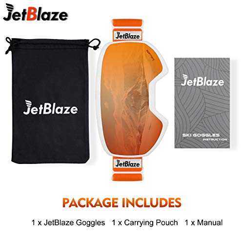 JetBlaze Ski Goggles, OTG Snowboard Goggles (Orange)