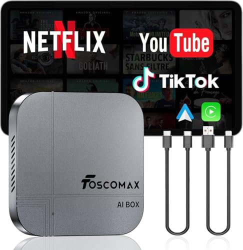 Magic AI Box-Wireless Carplay Adapter & Android Auto with Streaming Netflix YouTube TikTok, Dual-Band WiFi, TF Card Offline Playback, Video Entertainment Box for iPhone 10+ and Android 11+