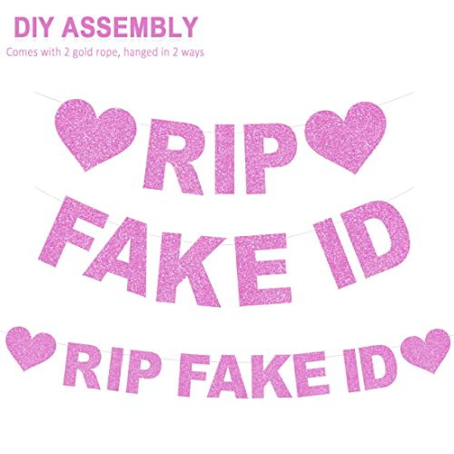 21st Birthday Decorations for Her Glitter Rip Fake ID Birthday Party Banner Hot Pink Finally 21 Birthday Party Supplies Funny Bday Banner Gifts for Girls Party Favors