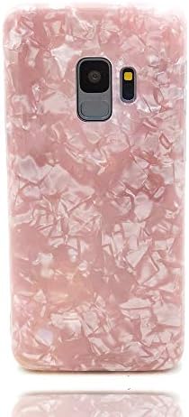 Galaxy S9 Case,Floral Silver Conch Shell Design Shiny Glitter Pattern TPU Soft Rubber Bumper Girls Glossy Sparkle Flexible Silicone Cover Shockproof Case for Samsung Galaxy S9,Rose