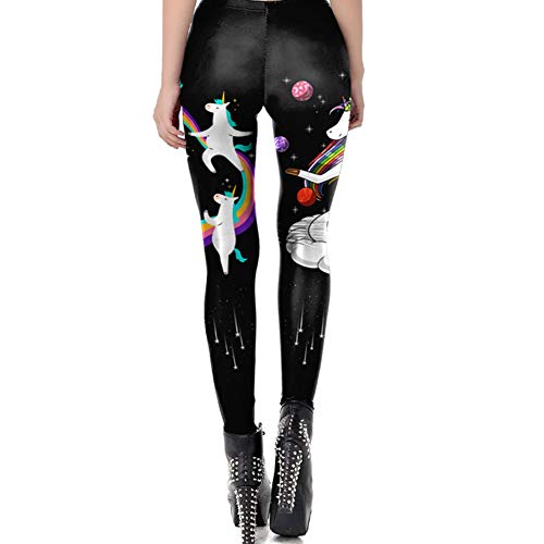 Women-Fashion-Rainbow-and-Unicorn-Print-Elastic-Mid-Waist-Leggings