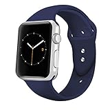iGK Sport Band Compatible for Apple Watch 42mm, Soft Silicone Sport Strap Replacement Bands Compatible for iWatch Apple Watch Series 3, Series 2, Series 1 42mm Midnight Blue Small