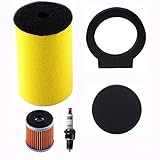 Podoy 1YW-14451-00-00 Air Oil Filter for Yamaha Timberwolf 250 Big Bear 350 Moto-4 250 350 Kodiak 400 Big Bear 350 Big Bear 4x4 1987-1999 with Spark Plug