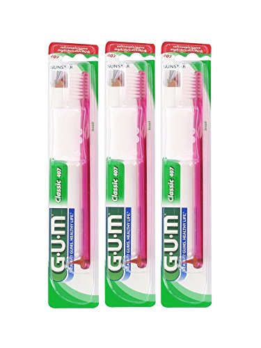 Sunstar GUM 407 Classic Toothbrush with Gum Stimulator, Small Head, Soft Bristles - Pack of 3 - Thumbnail 6