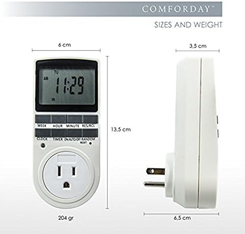 Digital Light Timer-7 day Programmable Plug -in Switch Timer With 3-Prong Outlet For Electrical outlet and Appliances ,15A/1800W (1)