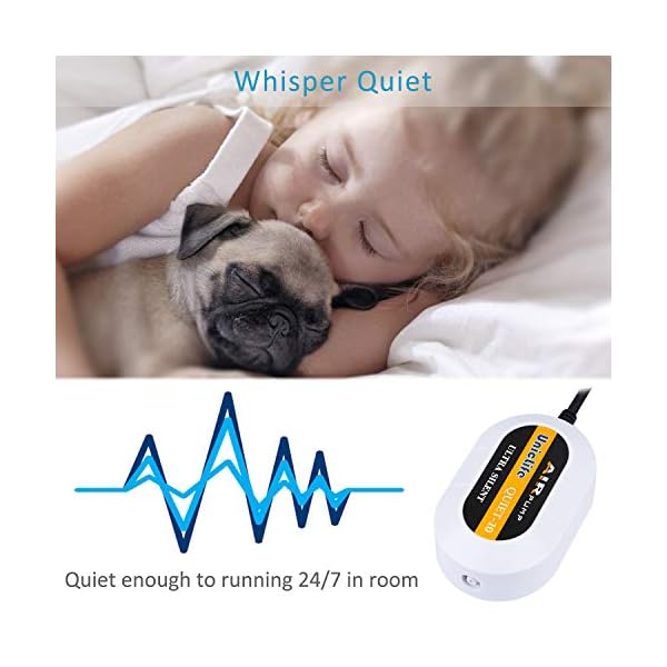 Uniclife-Quiet10-Aquarium-Air-Pump-with-Accessories-for-40L-Fish-Tank Uniclife Aquarium 1000 cc/min Nano Air Pump Quiet White Oxygen Aerator with Air Stone and Airline Tubing Accessories for…