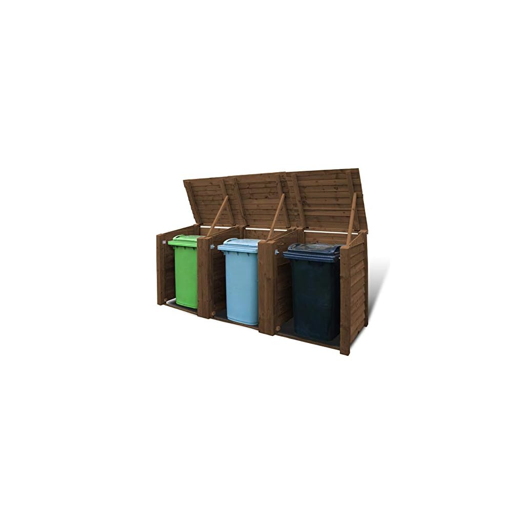 Rutland Wooden Triple Wheelie Bin Storage ASTONSHEDSUK