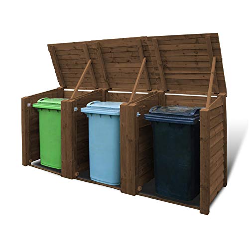 Rutland Wooden Triple Wheelie Bin Storage ASTONSHEDSUK