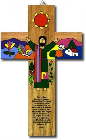 Our Father cross. 25cms Wooden Cross Our Father Prayer. Christ on the Cross.Wood Cross. Crucifix.