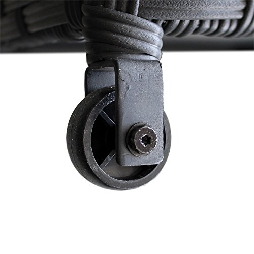 Gartenbox Aufbewahrungsbox Gartentruhe Auflagenbox Kissenbox Aufbewahrungskiste Kissentruhe - mit Hubautomatik, 134x56x65cm, Poly Rattan, Rollbar, Schwarz – Bild 7