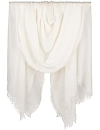 Iristide Womens Long Scarf in Solid Color, Light Weight Large Shawls Wrap for Beach Outdoor Camping Traveling Sunscreen Neckwear 75Ã—43 inch (White)