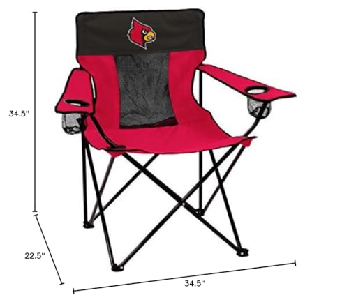 Logo Brands NCAA Louisville Cardinals Elite Portable Chair - Premium Outdoor Chair with Cup Holder, Powder-Coated Steel Frame, Lightweight and Portable for Tailgating,and Sporting Events