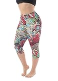 Zerdocean Women's Plus Size Lightweight Printed Capri Leggings style-003 3X