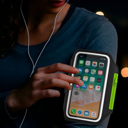Brazalete Movil Running JAMAX | Porta Movil Running | Brazalete Deportivo Ajustable para Correr | Funda movil para Correr Compatible con iPhone, Samsung y Android (Negro)