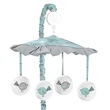 Sweet Jojo Designs Turquoise Blue and Gray Earth and Sky Nature Birds Musical Baby Crib Mobile