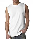 Gildan Men's Crewneck Sleeveless T-Shirt - WHITE - Large