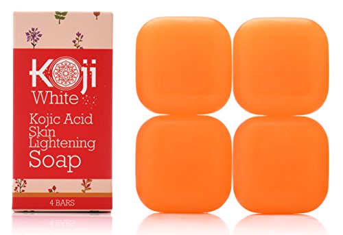Pure Kojic Acid Skin Lightening Soap For Hyperpigmentation, Dark Spots, Sun Damage, Uneven Skin Tone (2.82 oz / 4 Bars)