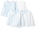 Moon and Back Baby Set of 4 Organic Long-Sleeve Side-Snap Shirts, Blue Sky, 0-3 Months