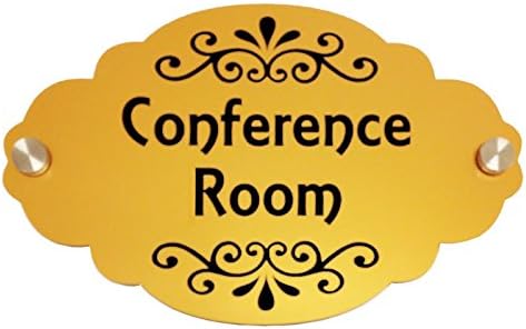 Office Sign Board - Conference Room, Engraved on Gold Acrylic Sheet along with Studs - 11.5" x 0.6" x 7.5"