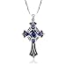 Merthus Cross Necklaces for Women, Black Finished 925 Sterling Silver Pendant Necklace Created Emerald CZ Celtic Cross Jewelry Necklace Trendy Gifts 18