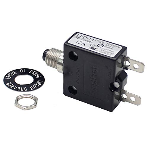 KUOYUH 98 Series Thermal Circuit Breaker – 3A Push-Button-to-Reset, 125/250VAC 32VDC With Quick-Connect Terminals