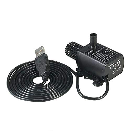 MASO Mini Brushless Water Pump, USB Motor Submersible DC5V 4.8W 300L/H Lift 300cm Ultra-Quiet for Fountain Aquarium Fish Tank Pool (QR50L)