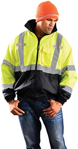 CLASSIC Three-Way BLACK BOTTOM Bomber Jacket - Class 3 - Hi-Viz Yellow-LARGE