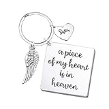 Sister Memorial Keychain Angel Wing- A Piece of My Heart is in Heaven- Remembrance Sympathy Gift