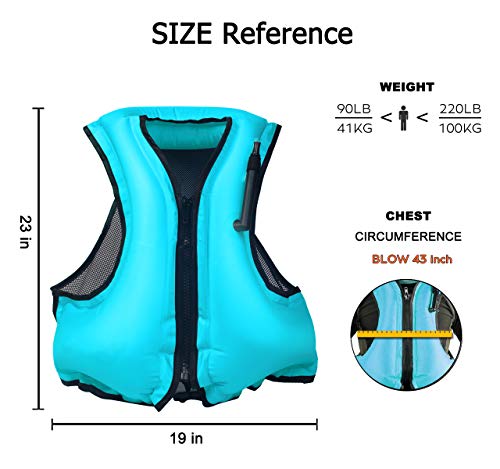 NAXER Inflatable Kayak Vest Adult Snorkeling Jacket Swim Buoyancy for 90-220 lbs