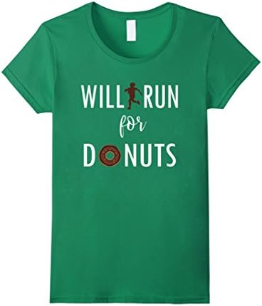 Womens Will Run for Donuts Funny Workout Tshirt XL Kelly Green
