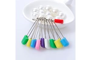 NUOBESTY 24Pcs Stainless Steel Diaper Pins, Safety Locking Cloth Diaper Pins with Plastic Heads, Assorted Colors