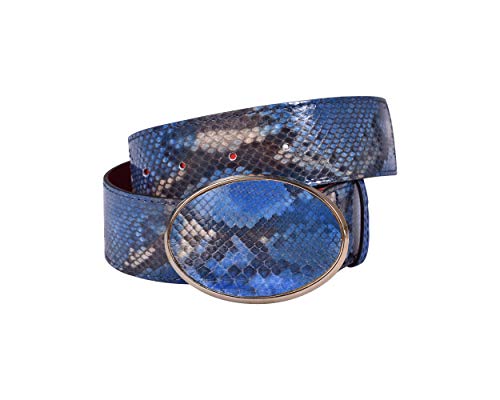 41Dp2ao8o7L ANNA MILAN Cinturón De Serpiente Natural En Azul Piel 100% Auténtica Forro Interno De Cuero Hebilla Oval En Color Oro… ANNA MILAN Cinturón De Serpiente Natural En Azul Piel 100% Auténtica Forro Interno De Cuero Hebilla Oval En Color Oro…